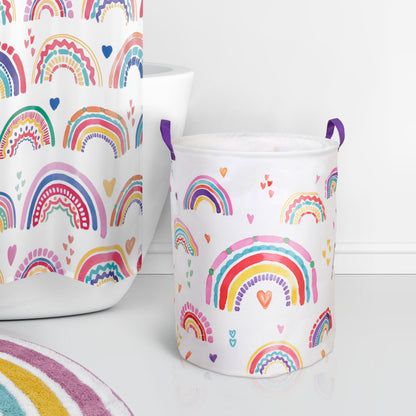 Rainbow Hearts 2-Piece Laundry Hamper and Storage Bin Set - Allure Home Creation