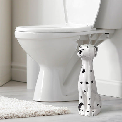 Dalmatian 2-Piece Ceramic Toilet Brush Holder with Plastic Brush Set - Allure Home Creation