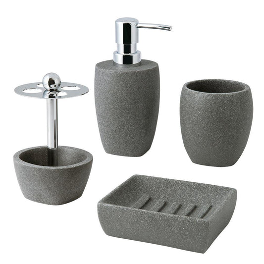 Charcoal Stone Grey 4-Piece Bathroom Accessory Set - Allure Home Creation