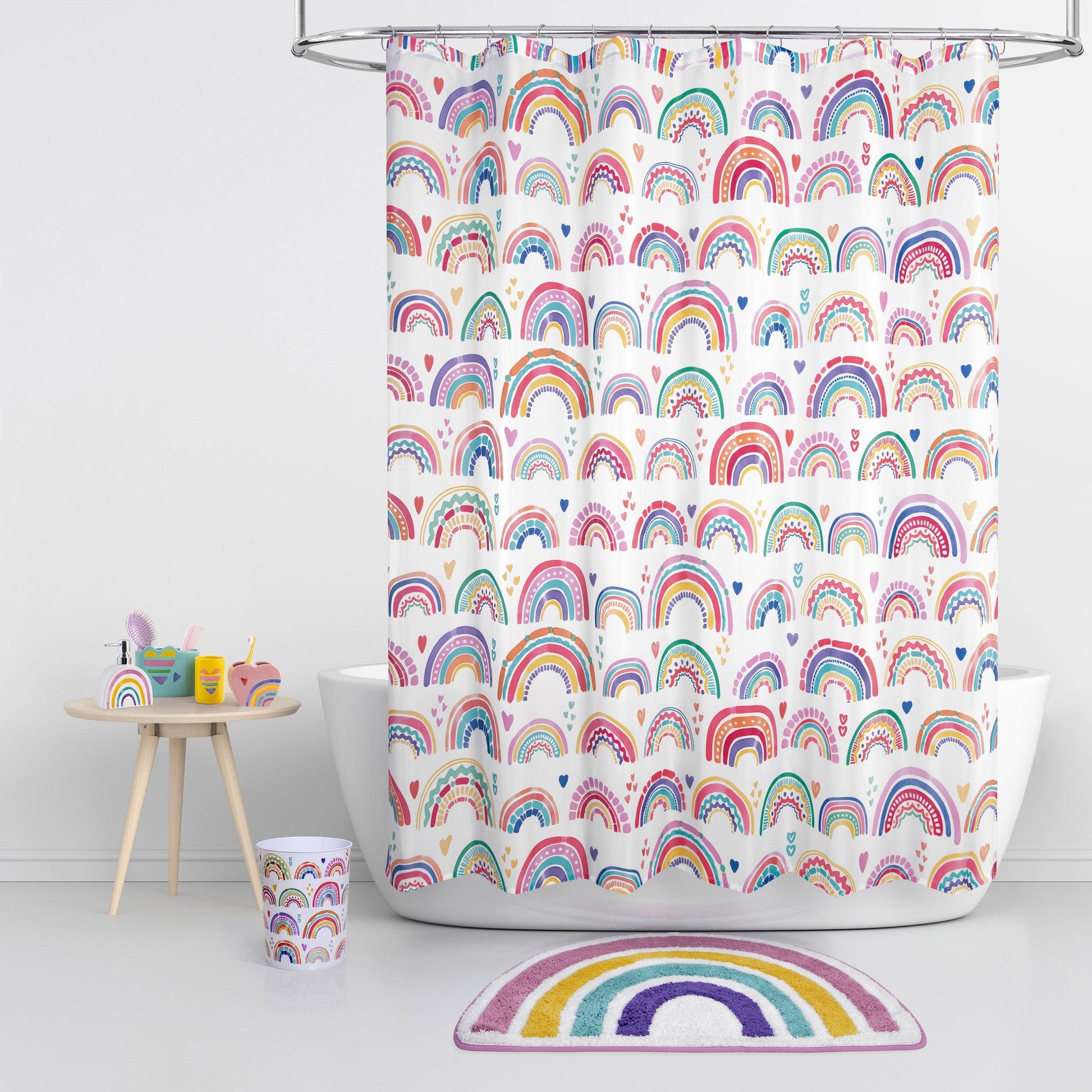 Rainbow Hearts Bath Rug 33”x22” - Allure Home Creation