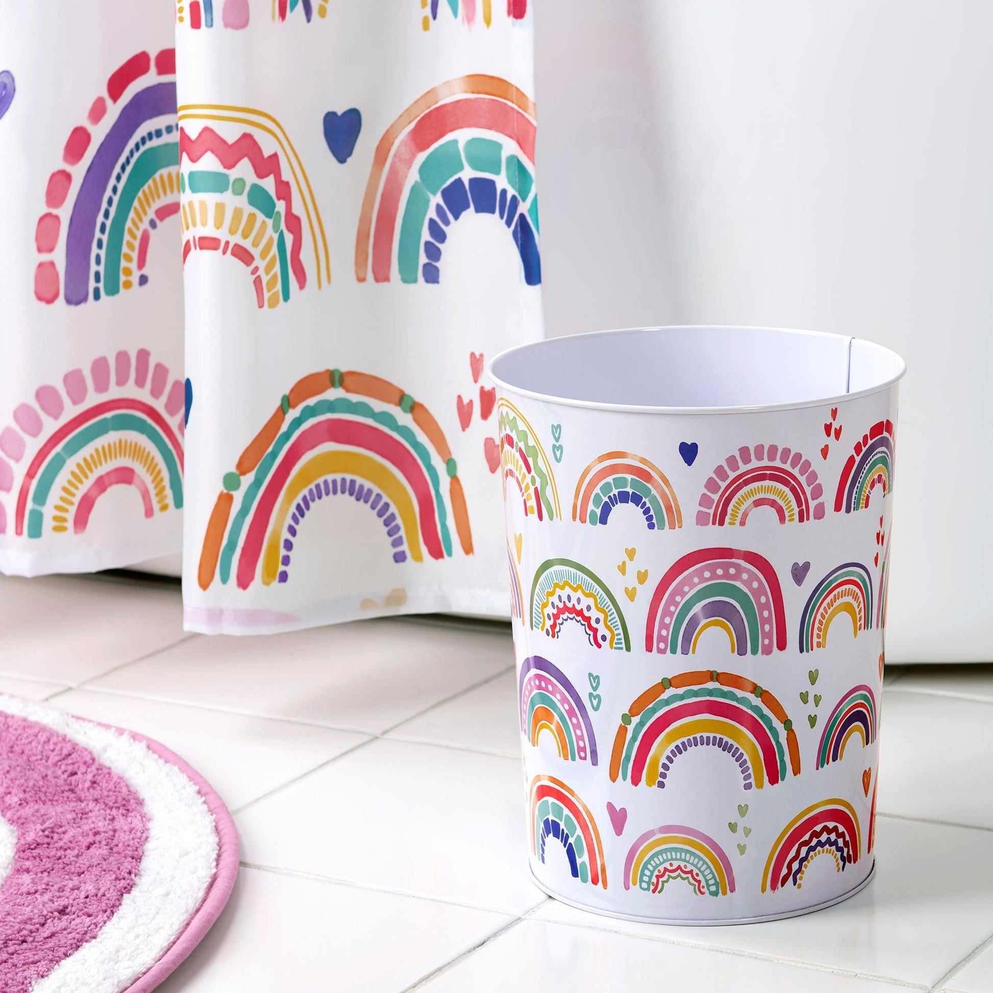 Rainbow Hearts Wastebasket - Allure Home Creation